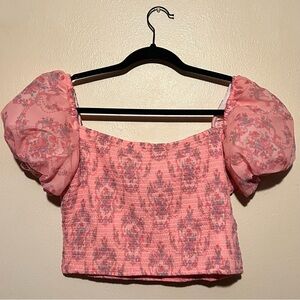 Dolls Kill Brand Sugar Thrillz Size XXL Pink Smocked Puff Sleeve Blouse